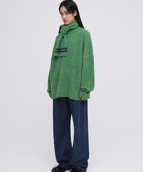 MASONPRINCE(メイソンプリンス)の「【MASONPRINCE】Oversized color dot yarn knit pullover MY0191(ニット/セーター・メンズ・グリーン/ブルーグリーン/グレー/アイボリー/ブルー・S/L/M)」の12枚目の写真