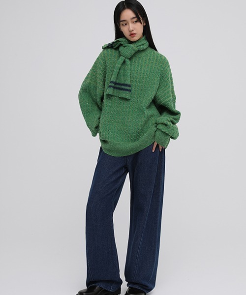 MASONPRINCE(メイソンプリンス)の「【MASONPRINCE】Oversized color dot yarn knit pullover MY0191(ニット/セーター・メンズ・グリーン/ブルーグリーン/グレー/アイボリー/ブルー・S/L/M)」の14枚目の写真