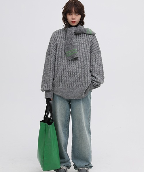 MASONPRINCE(メイソンプリンス)の「【MASONPRINCE】Oversized color dot yarn knit pullover MY0191(ニット/セーター・メンズ・グリーン/ブルーグリーン/グレー/アイボリー/ブルー・S/L/M)」の15枚目の写真