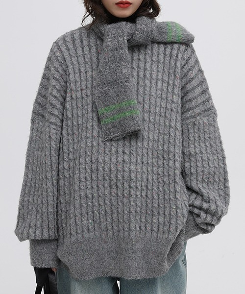 MASONPRINCE(メイソンプリンス)の「【MASONPRINCE】Oversized color dot yarn knit pullover MY0191(ニット/セーター・メンズ・グリーン/ブルーグリーン/グレー/アイボリー/ブルー・S/L/M)」の17枚目の写真