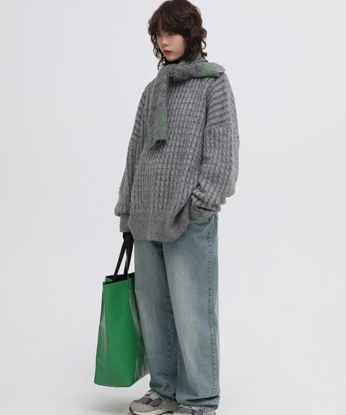 MASONPRINCE(メイソンプリンス)の「【MASONPRINCE】Oversized color dot yarn knit pullover MY0191(ニット/セーター・メンズ・グリーン/ブルーグリーン/グレー/アイボリー/ブルー・S/L/M)」の18枚目の写真