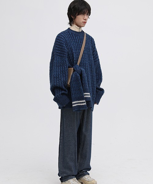 MASONPRINCE(メイソンプリンス)の「【MASONPRINCE】Oversized color dot yarn knit pullover MY0191(ニット/セーター・メンズ・グリーン/ブルーグリーン/グレー/アイボリー/ブルー・S/L/M)」の21枚目の写真