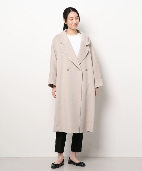 Doux archives(ドゥアルシーヴ)の「ビックチェスターリバーコート(チェスターコート・レディース・グレイッシュベージュ/ネイビー・FREE)」の8枚目の写真