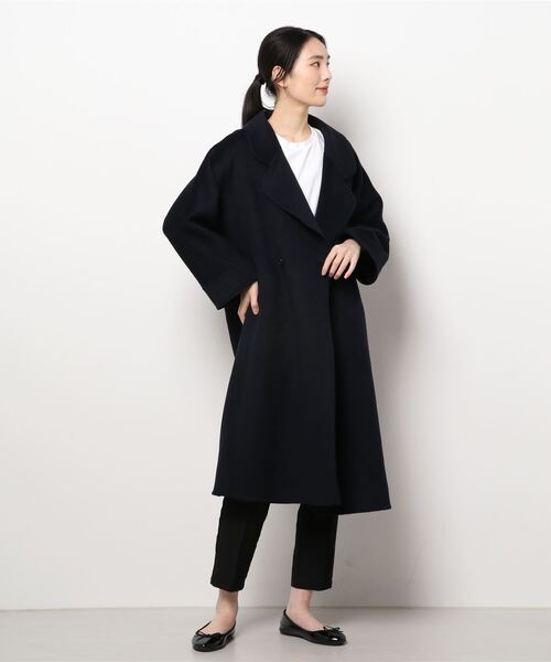 Doux archives(ドゥアルシーヴ)の「ビックチェスターリバーコート(チェスターコート・レディース・グレイッシュベージュ/ネイビー・FREE)」の9枚目の写真