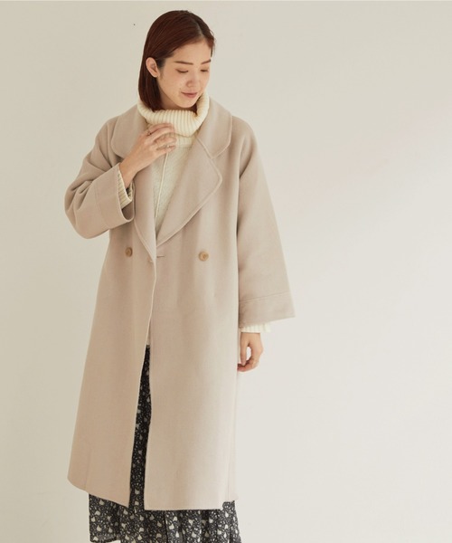 Doux archives(ドゥアルシーヴ)の「ビックチェスターリバーコート(チェスターコート・レディース・グレイッシュベージュ/ネイビー・FREE)」の6枚目の写真