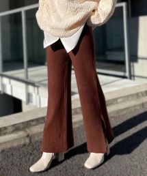 SETUP7 | 低身長さんコーデにオススメ◎【SETUP7】スリットフレアリブパンツ KNF(その他パンツ)