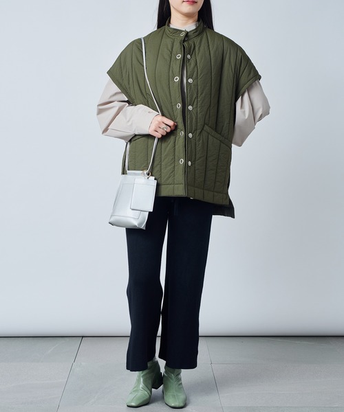 SETUP7(セットアップセブン)の「低身長さんコーデにオススメ◎【SETUP7】スリットフレアリブパンツ KNF(その他パンツ・レディース・ブラック/ダークブラウン/グレー/アイボリー・FREE)」の13枚目の写真