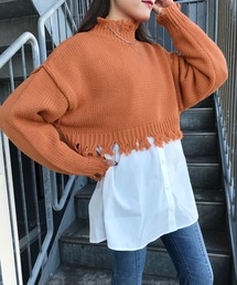 ショート丈ブロークンニット