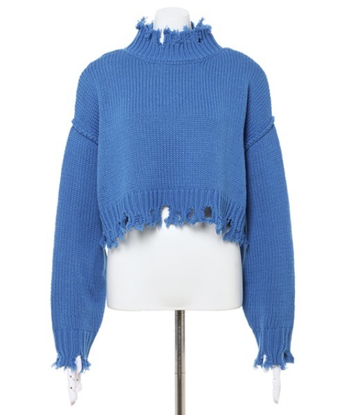 INGNI（イング）の「ショート丈ブロークンニット（ニット/セーター・レディース・ピンク/オレンジ/ブルー/グリーン/アイボリー・M）」の15枚目の写真