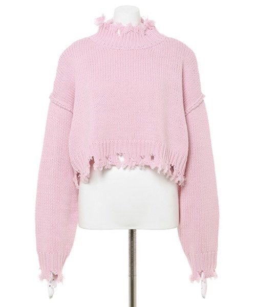 INGNI（イング）の「ショート丈ブロークンニット（ニット/セーター・レディース・ピンク/オレンジ/ブルー/グリーン/アイボリー・M）」の21枚目の写真