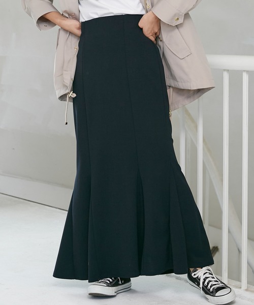 INCEDE（インシード）の「カットジョーゼットマーメイドスカート（スカート・レディース・ネイビー/ブラック/ライトグレー/オレンジ・3L/LL/4L/M/L）」の4枚目の写真