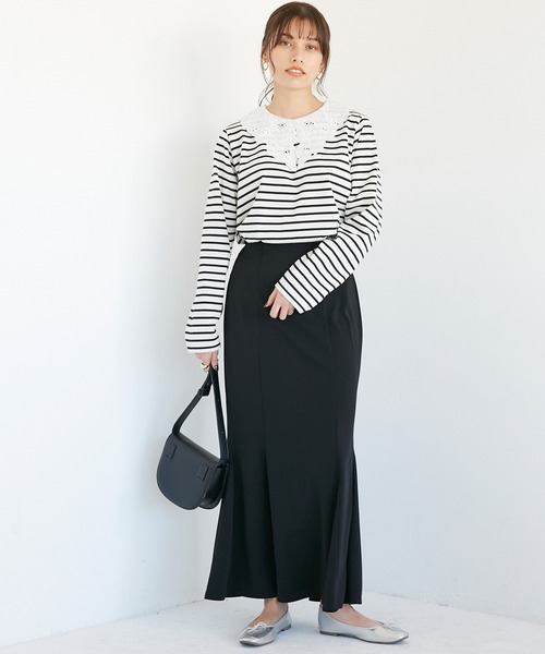 INCEDE（インシード）の「カットジョーゼットマーメイドスカート（スカート・レディース・ネイビー/ブラック/ライトグレー/オレンジ・3L/LL/4L/M/L）」の20枚目の写真