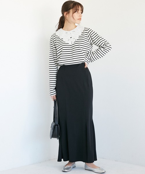 INCEDE（インシード）の「カットジョーゼットマーメイドスカート（スカート・レディース・ネイビー/ブラック/ライトグレー/オレンジ・3L/LL/4L/M/L）」の19枚目の写真