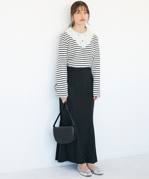 INCEDE（インシード）の「カットジョーゼットマーメイドスカート（スカート・レディース・ネイビー/ブラック/ライトグレー/オレンジ・3L/LL/4L/M/L）」の22枚目の写真