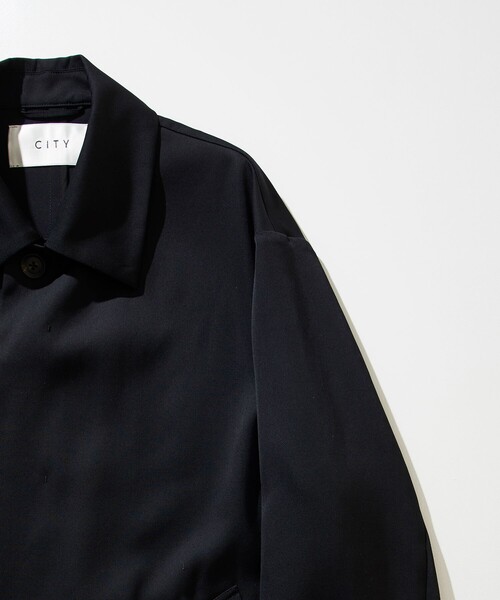 city(シティ)の「BALCOLLAR COAT(ステンカラーコート・メンズ・ブラック/ライトブルーグレー・1/2)」の18枚目の写真