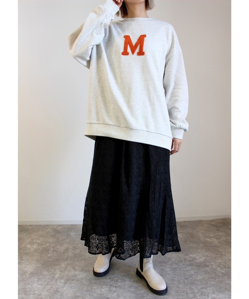 MLI'A（エムリア）の「イニシャルロゴスウェット（スウェット・レディース・ネイビー/オフホワイト/グリーン/オートミール・M）」の5枚目の写真