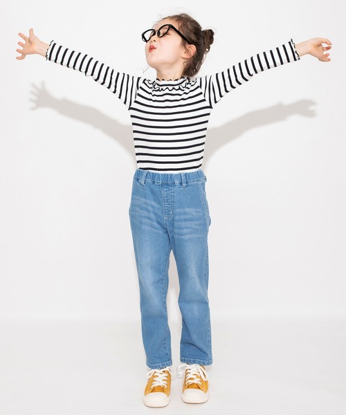 BRANSHES（ブランシェス）の「ポケットレース付きストレートパンツ（デニムパンツ・キッズ・カーキオリーブ/ブルー・140/150/120/90/110/130/100）」の17枚目の写真