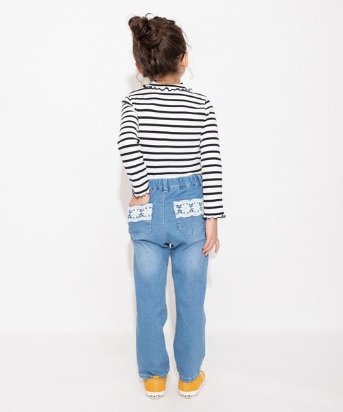 BRANSHES（ブランシェス）の「ポケットレース付きストレートパンツ（デニムパンツ・キッズ・カーキオリーブ/ブルー・140/150/120/90/110/130/100）」の21枚目の写真