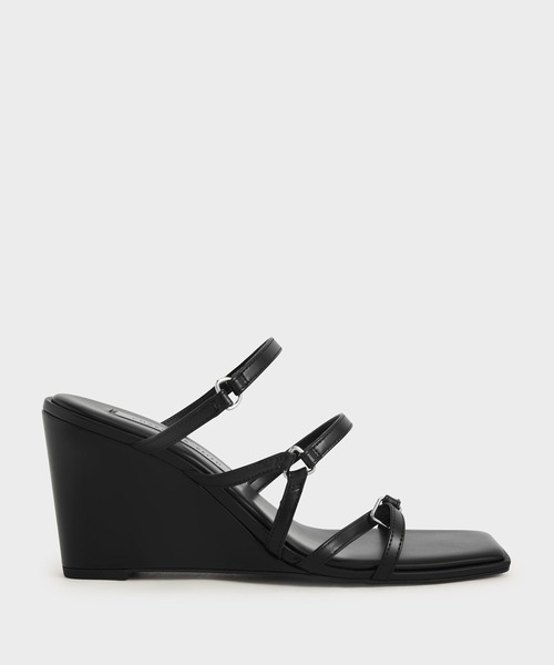 CHARLES & KEITH(チャールズ & キース)の「ストラッピー ウェッジミュール / Strappy Wedge Mules(サンダル・レディース・オフホワイト/ブラック/ブラウン系その他・23cm/25cm/22.5cm/24.5cm/23.5cm/25.5cm/22cm)」の2枚目の写真