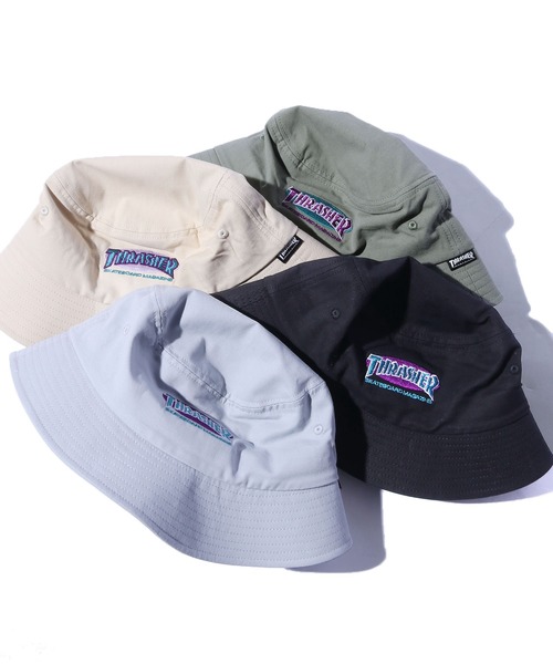 THRASHER（スラッシャー）の「THRASHER/スラッシャー OVAL MAG BUCKET HAT バケットハット 刺繍ワッペン（ハット・メンズ・ブラック/サックスブルー/グリーン/アイボリー・58）」の14枚目の写真