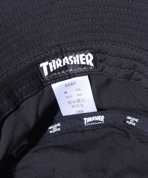 THRASHER（スラッシャー）の「THRASHER/スラッシャー OVAL MAG BUCKET HAT バケットハット 刺繍ワッペン（ハット・メンズ・ブラック/サックスブルー/グリーン/アイボリー・58）」の12枚目の写真