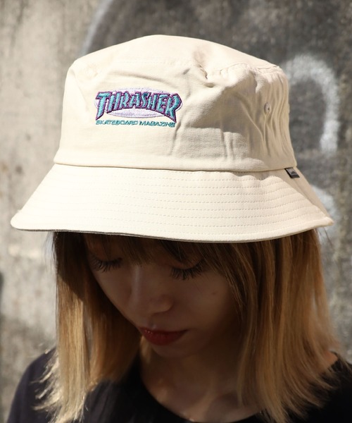 THRASHER（スラッシャー）の「THRASHER/スラッシャー OVAL MAG BUCKET HAT バケットハット 刺繍ワッペン（ハット・メンズ・ブラック/サックスブルー/グリーン/アイボリー・58）」の20枚目の写真