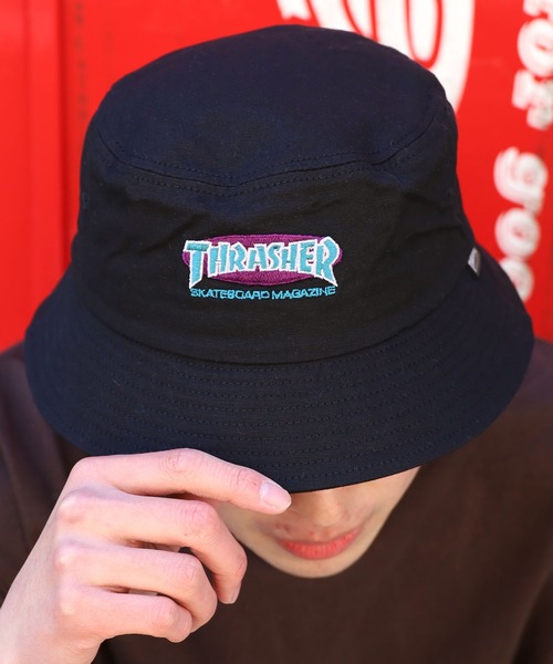 THRASHER（スラッシャー）の「THRASHER/スラッシャー OVAL MAG BUCKET HAT バケットハット 刺繍ワッペン（ハット・メンズ・ブラック/サックスブルー/グリーン/アイボリー・58）」の22枚目の写真