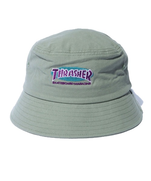 THRASHER（スラッシャー）の「THRASHER/スラッシャー OVAL MAG BUCKET HAT バケットハット 刺繍ワッペン（ハット・メンズ・ブラック/サックスブルー/グリーン/アイボリー・58）」の18枚目の写真
