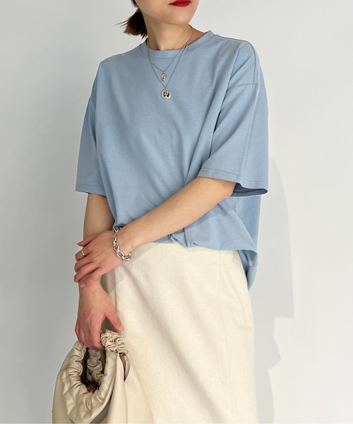PICCIN(ピッチン)の「スラブ地ビッグTシャツ(Tシャツ/カットソー・レディース・オフホワイト/サックスブルー/マスタード/ブラック・M)」の4枚目の写真