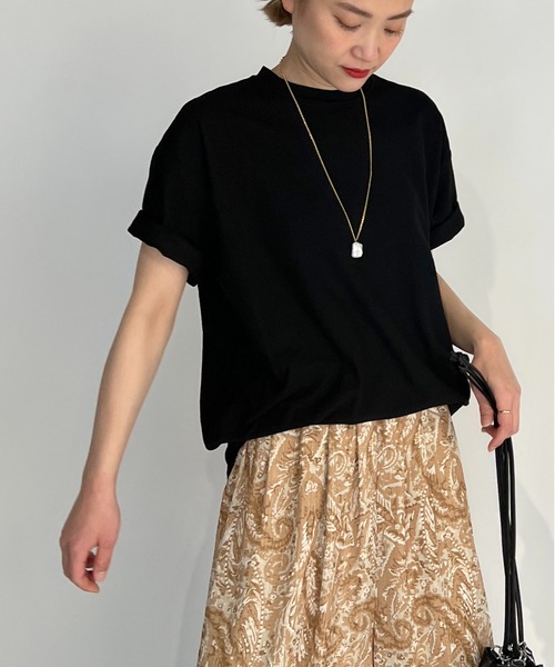 PICCIN(ピッチン)の「スラブ地ビッグTシャツ(Tシャツ/カットソー・レディース・オフホワイト/サックスブルー/マスタード/ブラック・M)」の3枚目の写真