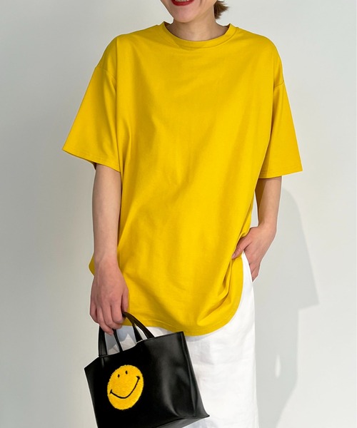PICCIN(ピッチン)の「スラブ地ビッグTシャツ(Tシャツ/カットソー・レディース・オフホワイト/サックスブルー/マスタード/ブラック・M)」の15枚目の写真