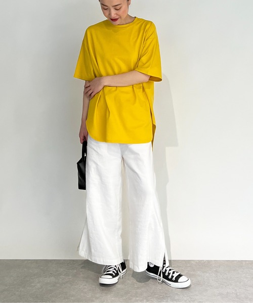 PICCIN(ピッチン)の「スラブ地ビッグTシャツ(Tシャツ/カットソー・レディース・オフホワイト/サックスブルー/マスタード/ブラック・M)」の20枚目の写真