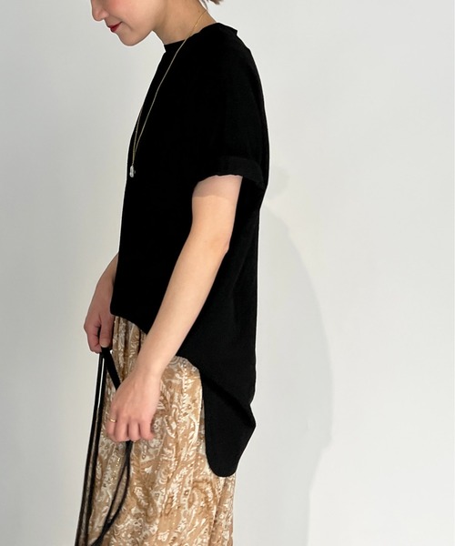 PICCIN(ピッチン)の「スラブ地ビッグTシャツ(Tシャツ/カットソー・レディース・オフホワイト/サックスブルー/マスタード/ブラック・M)」の9枚目の写真