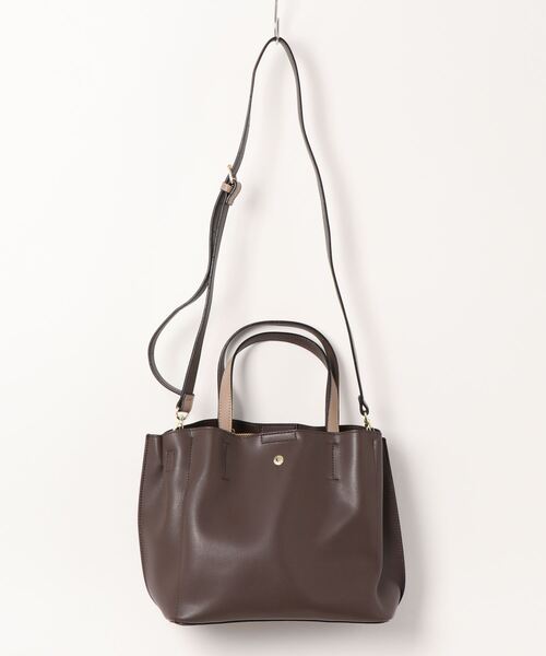 Legato Largo(レガートラルゴ)の「Legato Largo レガートラルゴ / 軽量PU 2WAY トートバッグ ハンドバッグ LH-P0002(トートバッグ・レディース・ベージュ/ダークブラウン/ベージュ系その他/アイボリー/ライトグリーン/キャメル/ワインレッド/ブラック・ONESIZE)」の4枚目の写真