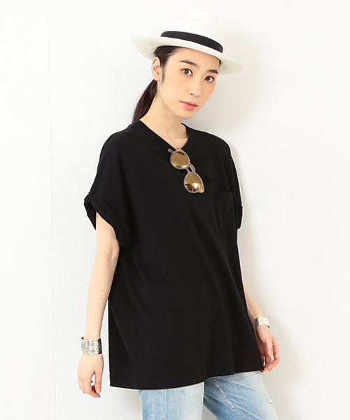 Ray BEAMS（レイビームス）の「Ray BEAMS / Bigポケット T（Tシャツ/カットソー・レディース・オフホワイト/ブラック・ONE SIZE）」の2枚目の写真