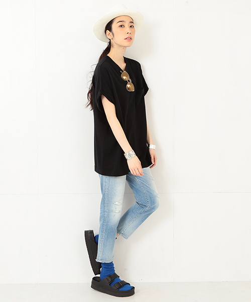 Ray BEAMS（レイビームス）の「Ray BEAMS / Bigポケット T（Tシャツ/カットソー・レディース・オフホワイト/ブラック・ONE SIZE）」の4枚目の写真