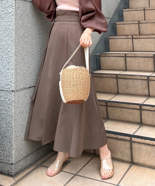 one after another NICE CLAUP（ワンアフターアナザーナイスクラップ）の「Sサイズあり　センタースリットマーメイドスカート（スカート・レディース・ブラック/ブラウン/ライトベージュ/チェック/インディゴブルー/ワンウォッシュ・SMALL/MEDIUM）」の3枚目の写真