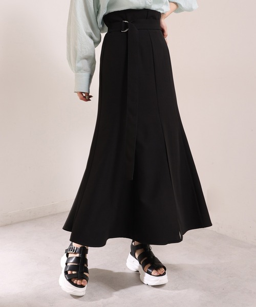 one after another NICE CLAUP（ワンアフターアナザーナイスクラップ）の「Sサイズあり　センタースリットマーメイドスカート（スカート・レディース・ブラック/ブラウン/ライトベージュ/チェック/インディゴブルー/ワンウォッシュ・SMALL/MEDIUM）」の18枚目の写真