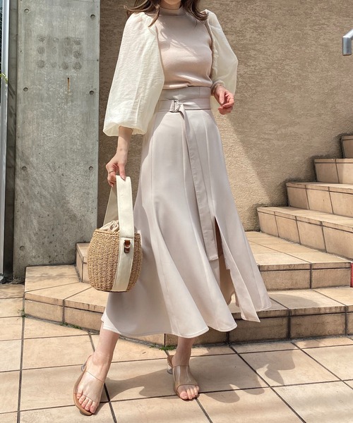 one after another NICE CLAUP（ワンアフターアナザーナイスクラップ）の「Sサイズあり　センタースリットマーメイドスカート（スカート・レディース・ブラック/ブラウン/ライトベージュ/チェック/インディゴブルー/ワンウォッシュ・SMALL/MEDIUM）」の16枚目の写真