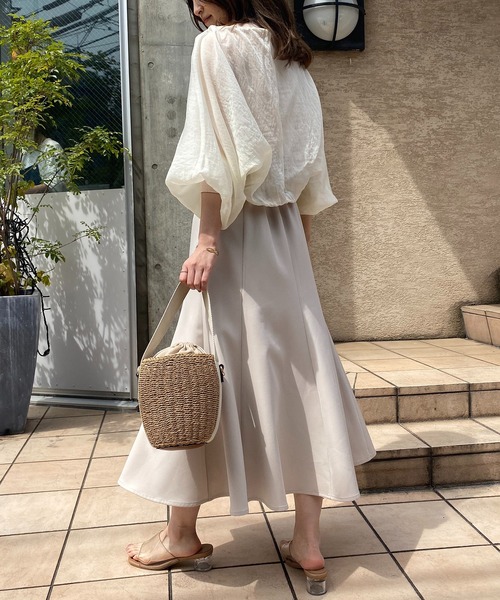 one after another NICE CLAUP（ワンアフターアナザーナイスクラップ）の「Sサイズあり　センタースリットマーメイドスカート（スカート・レディース・ブラック/ブラウン/ライトベージュ/チェック/インディゴブルー/ワンウォッシュ・SMALL/MEDIUM）」の17枚目の写真