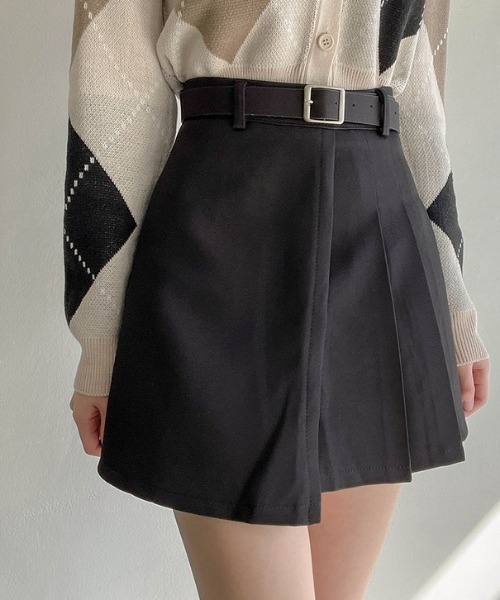 SONA（ソナ）の「SONYUNARA ハーフプリーツベルトミニスカート（スカート・レディース・ブラック/グレー・SMALL/MEDIUM/LARGE）」の4枚目の写真