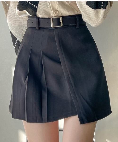 SONA（ソナ）の「SONYUNARA ハーフプリーツベルトミニスカート（スカート・レディース・ブラック/グレー・SMALL/MEDIUM/LARGE）」の3枚目の写真