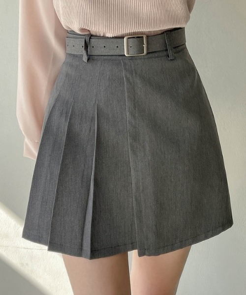 SONA（ソナ）の「SONYUNARA ハーフプリーツベルトミニスカート（スカート・レディース・ブラック/グレー・SMALL/MEDIUM/LARGE）」の12枚目の写真
