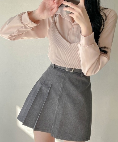 SONA（ソナ）の「SONYUNARA ハーフプリーツベルトミニスカート（スカート・レディース・ブラック/グレー・SMALL/MEDIUM/LARGE）」の13枚目の写真