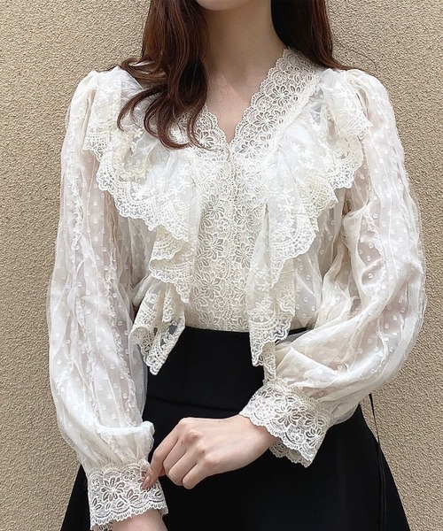 Crea titty&Co. PETIT（クレアティティーアンドコープチ）の「【Crea titty&Co.PETIT】ドットチュールレースブラウス（シャツ/ブラウス・レディース・ホワイト・FREE）」の5枚目の写真