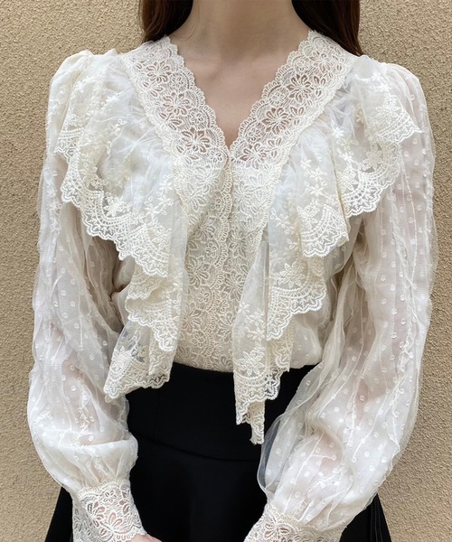 Crea titty&Co. PETIT（クレアティティーアンドコープチ）の「【Crea titty&Co.PETIT】ドットチュールレースブラウス（シャツ/ブラウス・レディース・ホワイト・FREE）」の7枚目の写真