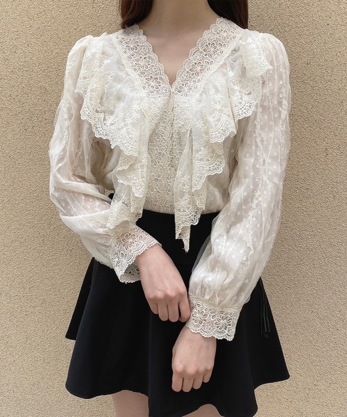 Crea titty&Co. PETIT（クレアティティーアンドコープチ）の「【Crea titty&Co.PETIT】ドットチュールレースブラウス（シャツ/ブラウス・レディース・ホワイト・FREE）」の9枚目の写真