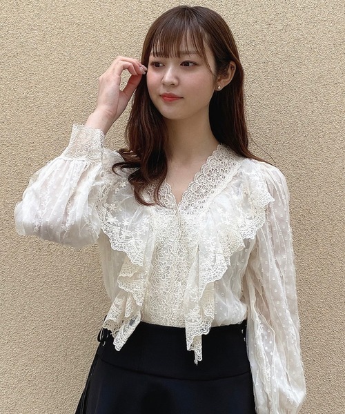 Crea titty&Co. PETIT（クレアティティーアンドコープチ）の「【Crea titty&Co.PETIT】ドットチュールレースブラウス（シャツ/ブラウス・レディース・ホワイト・FREE）」の4枚目の写真