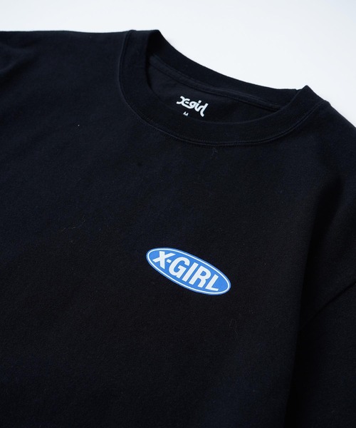 X-girl（エックスガール）の「BASIC OVAL LOGO S/S TEE/ベーシック　オーバルロゴTシャツ（Tシャツ/カットソー・レディース・ホワイト/ブラック/ブルー・S/M/L/XL）」の9枚目の写真