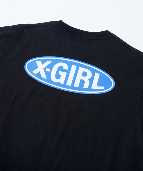 X-girl（エックスガール）の「BASIC OVAL LOGO S/S TEE/ベーシック　オーバルロゴTシャツ（Tシャツ/カットソー・レディース・ホワイト/ブラック/ブルー・S/M/L/XL）」の12枚目の写真